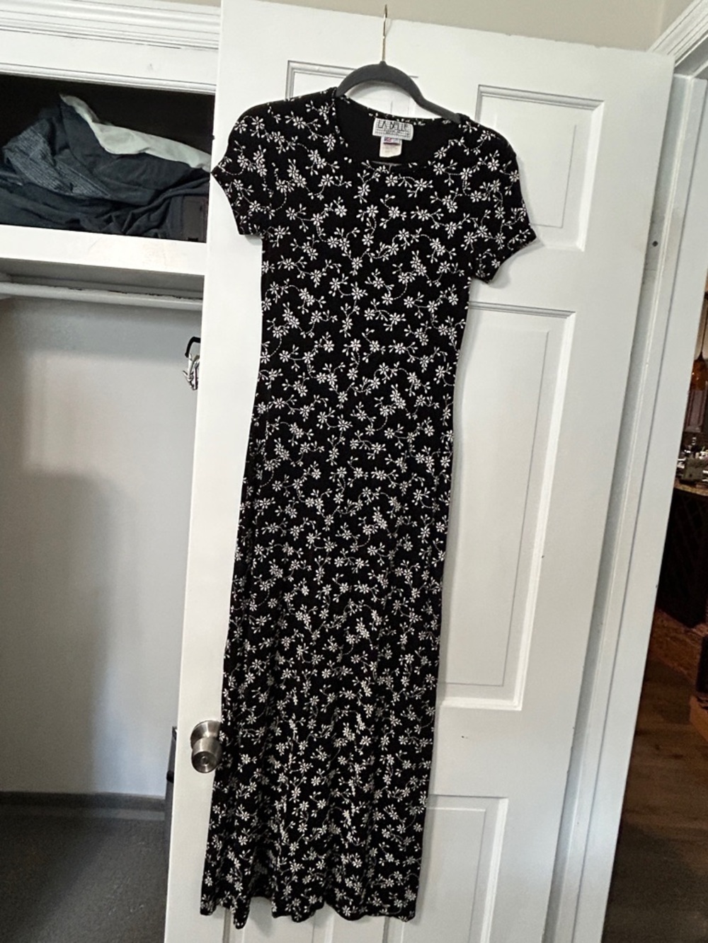 La Belle Black Maxi Dress with White Floral Print